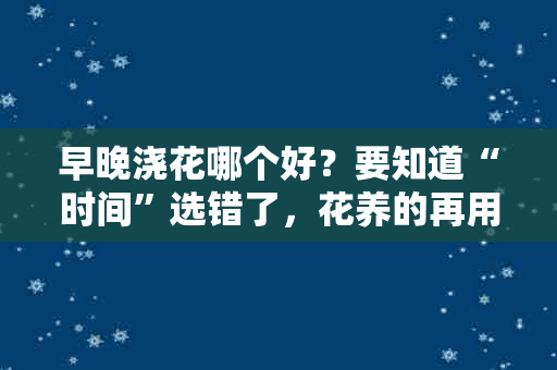 早晚浇花哪个好？要知道“时间”选错了，花养的再用心也白搭