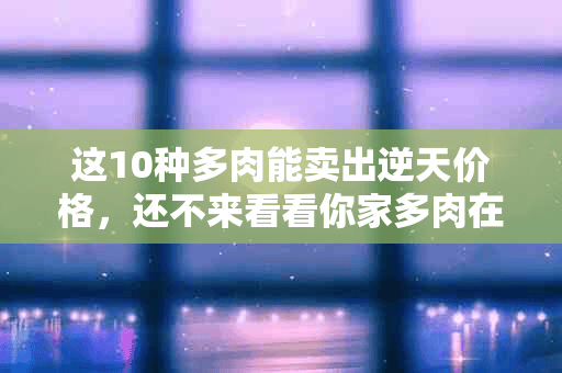 这10种多肉能卖出逆天价格，还不来看看你家多肉在不在里面？