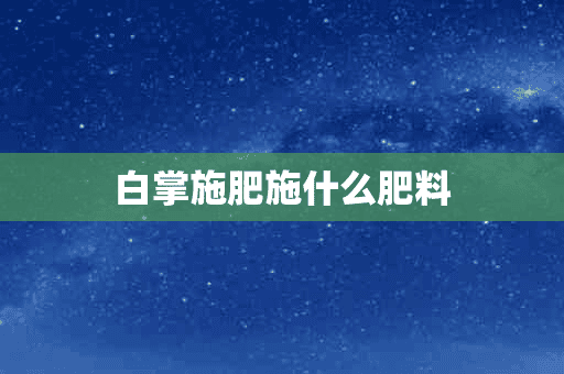 白掌施肥施什么肥料