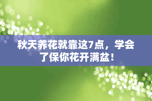 秋天养花就靠这7点，学会了保你花开满盆！